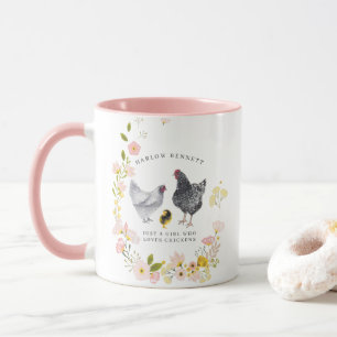 Just a Girl That Loves Chickens Monogram Mug