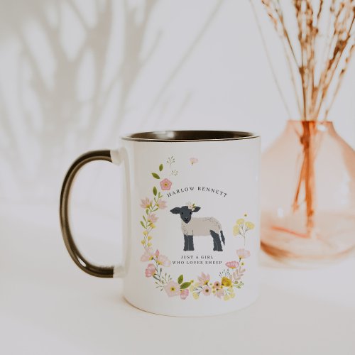 Just a Girl That Loves Sheep  Monogram Mug