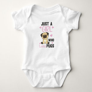 Just A Girl That Pugs Loves Kawaii Dog Pug Baby Bodysuit