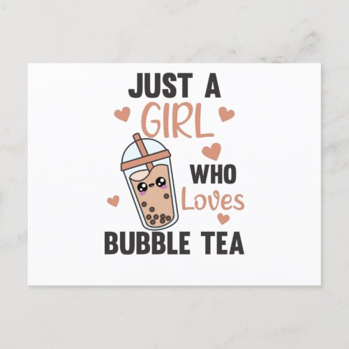 Just A Girl The Bubble Tea Loves Boba Kawaii Postcard