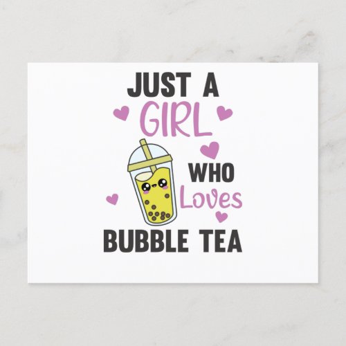 Just A Girl The Bubble Tea Loves Boba Kawaii Postcard