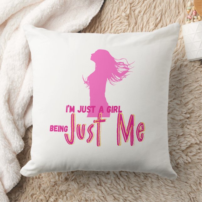 Just a Girl  Throw Pillow (Blanket)