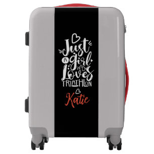 Just A Girl Triathlete Black White Red Inspiration Luggage