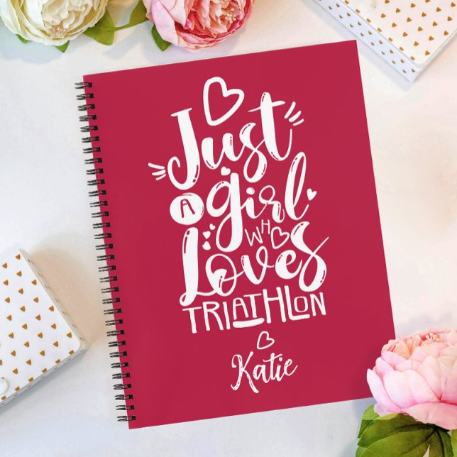 Just A Girl Triathlon Inspirational Modern Script Notebook (Creator Uploaded)