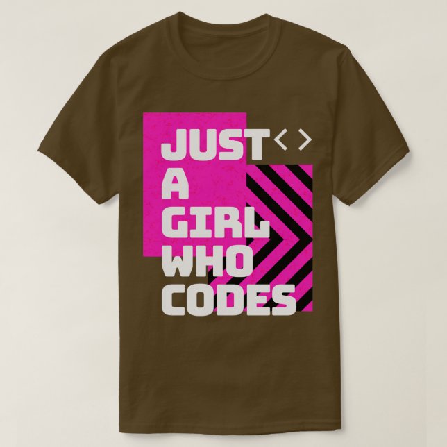 Just A Girl Who Codes Computer Geek Female Coder T-Shirt (Design Front)
