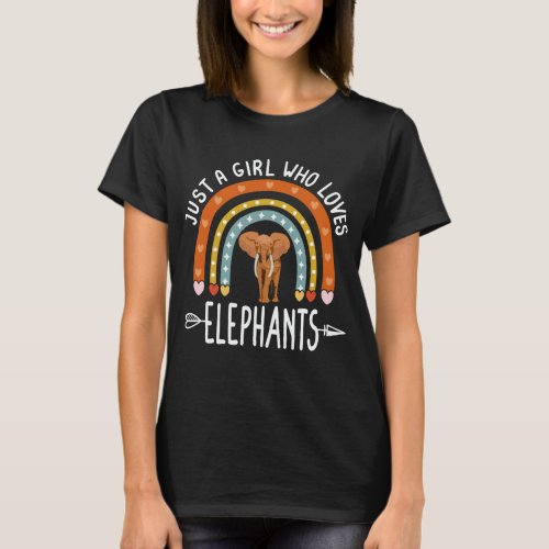 Just A Girl Who Elephants Cows Rainbow Cute Elepha T_Shirt
