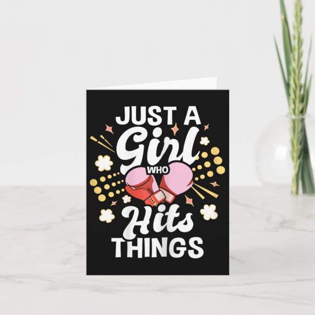Just A Girl Who Hits Things - Kickboxing Kickboxer Card (Front)