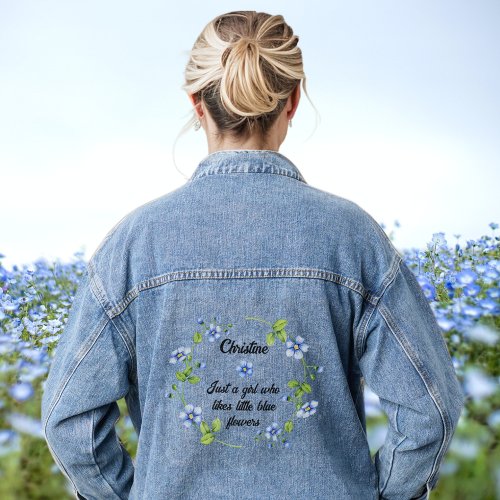 Just a Girl Who Likes Blue Flowers Denim Jacket