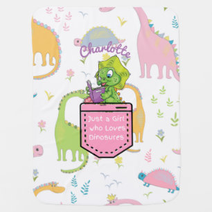 Just a Girl Who Likes Dinosaurs Personalized Baby Blanket