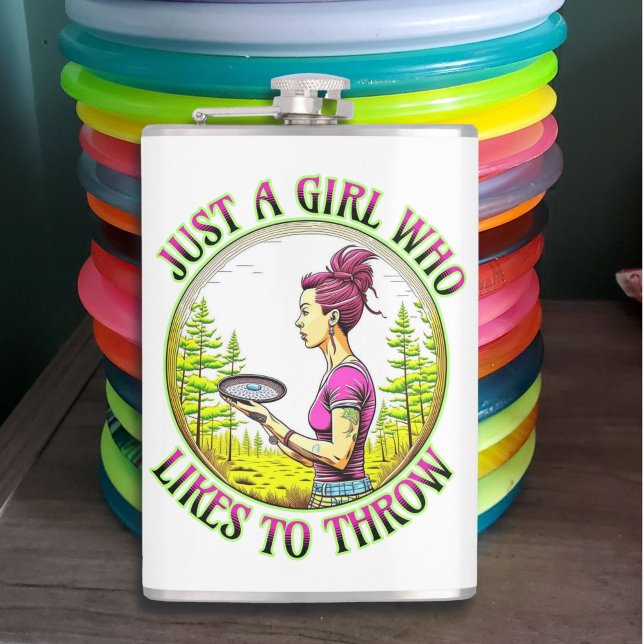 Just a Girl Who Likes to Throw | Disc Golf  Flask (Creator Uploaded)