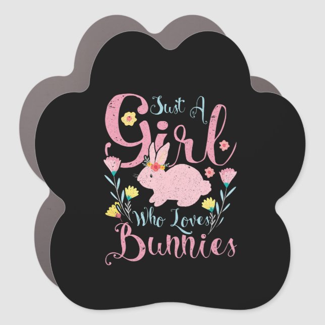 Just A Girl Who Love Bunnies | Bunny Flower Car Magnet (Front)