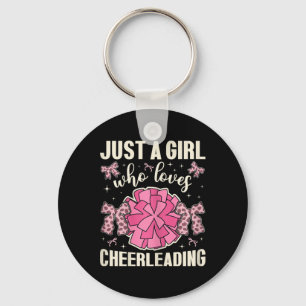 Just A Girl Who Love Cheerleading Cheetah Print Ch Keychain