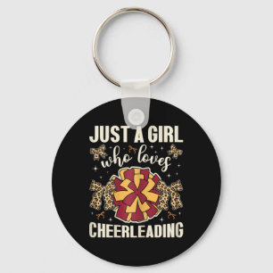Just A Girl Who Love Cheerleading Leopard Print Ch Keychain