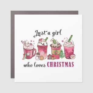 Just a Girl Who Love Christmas Coffee Fun Trendy Car Magnet
