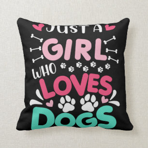 Just-A-Girl-Who-Love-Dog-Funny-Dog-Lover Throw Pillow