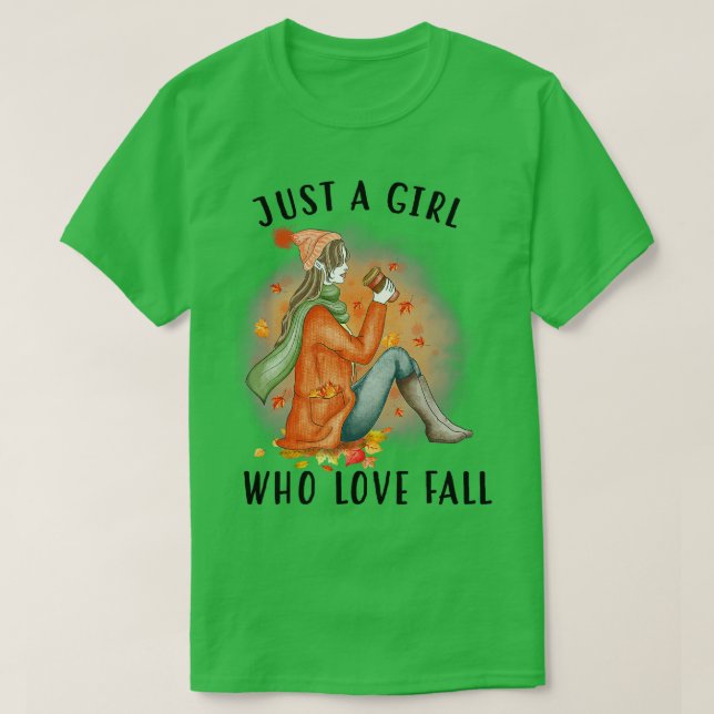 Just A Girl Who Love Fall Pumpkin Coffee Latte War T-Shirt (Design Front)