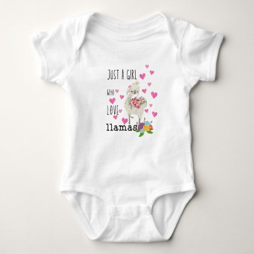 Just a girl who love llamas cute gift idea baby bodysuit