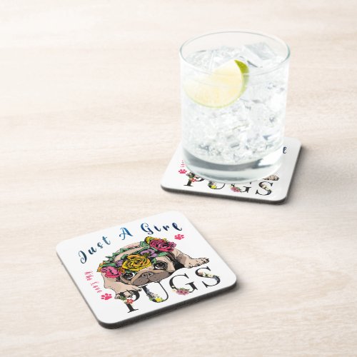 Just A Girl Who Love Pug Pet Lover Beverage Coaster