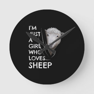 Just A Girl Who Love sheep   Sheep Fans gift Round Clock