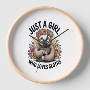 just a girl Who love sloths Clock