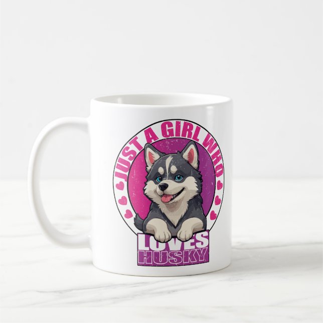  just a girl who lover husky,Husky white,huskies Coffee Mug (Left)