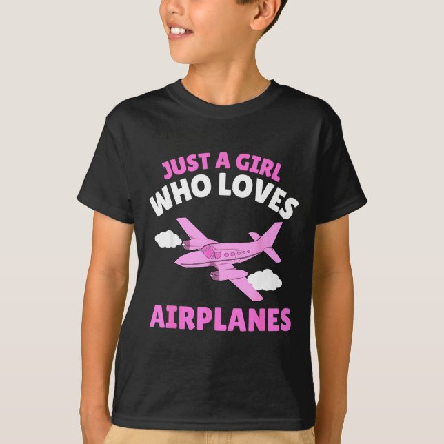 Just A Girl Who Loves Airplanes Kids Toddler Baby  T-Shirt (Front)
