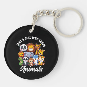 Just A Girl Who Loves Animals Wild Cute Zoo Animal Keychain
