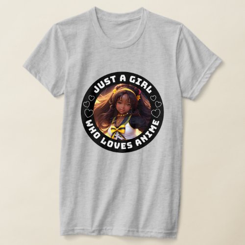 Just A Girl Who Loves Anime African American  T_Shirt