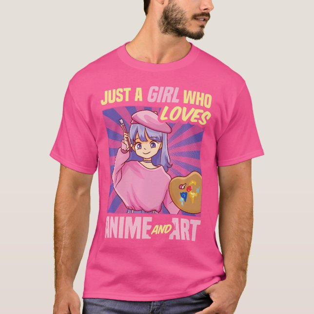 Just A Girl Who Loves Anime And Art Drawing Sketch T-Shirt (Front)