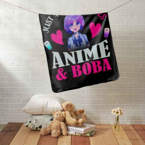 Just A Girl Who Loves Anime and Boba   Baby Blanket