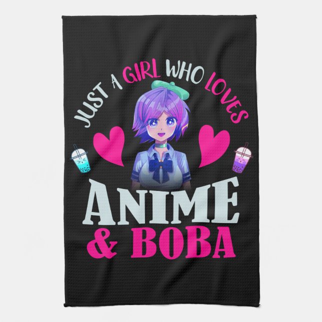 Just A Girl Who Loves Anime and Boba   Kitchen Towel (Vertical)