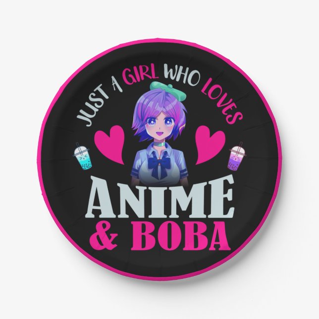 Just A Girl Who Loves Anime and Boba     Paper Plates (Front)