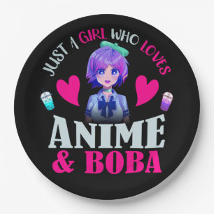 Just A Girl Who Loves Anime and Boba Paper Plates