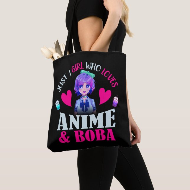 Just A Girl Who Loves Anime and Boba     Tote Bag (Close Up)