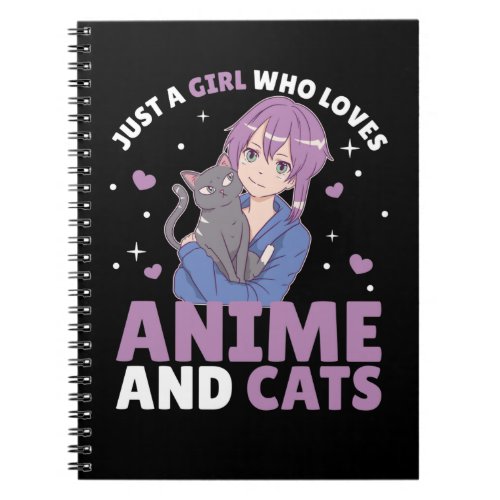 Just A Girl Who Loves Anime And Cats Manga Heart Notebook