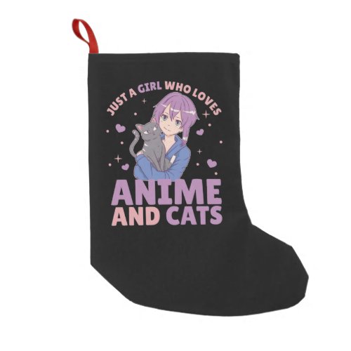 Just A Girl Who Loves Anime And Cats Manga Heart Small Christmas Stocking