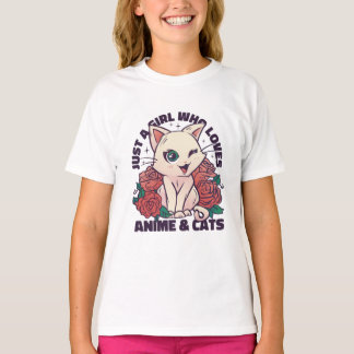 Just A Girl Who Loves Anime and Cats T-Shirt