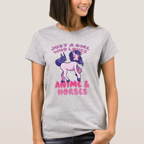 Just a Girl Who Loves Anime and Horses T_Shirt