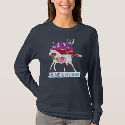 Just A Girl Who Loves Anime and horses Wholesome  T_Shirt