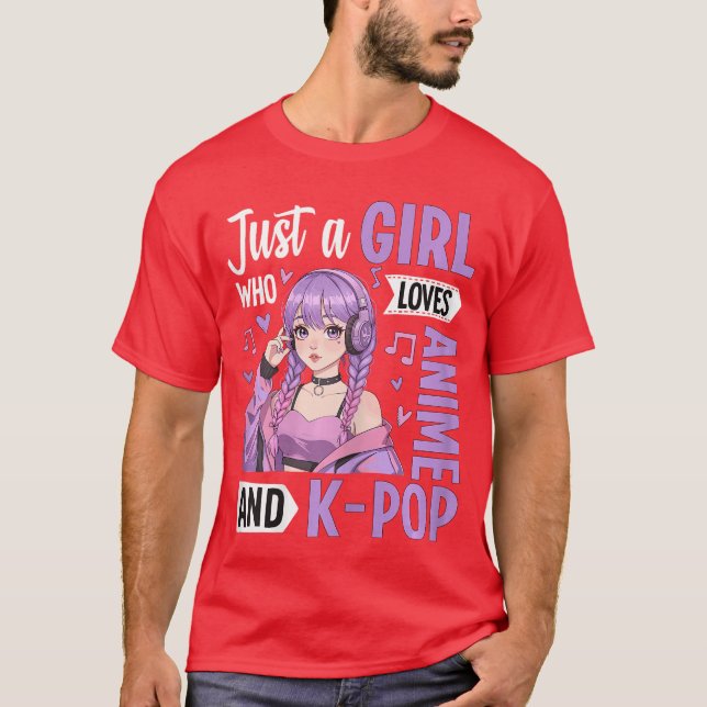 Just a Girl Who Loves Anime and KPop retro retro T-Shirt (Front)