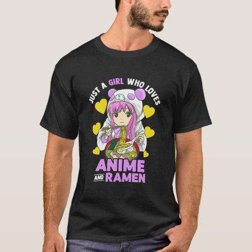 Just A Girl Who Loves Anime And Ramen Bowl Panda G T_Shirt
