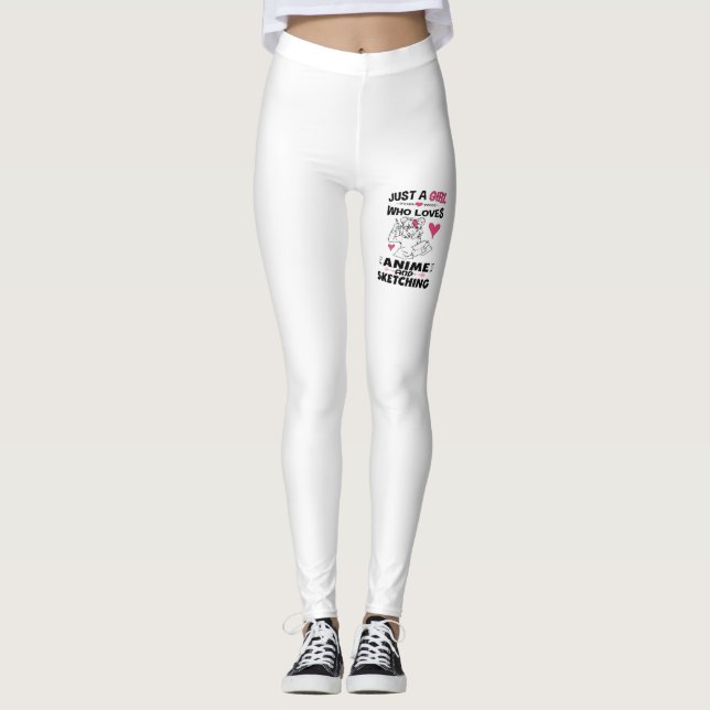 Just A Girl Who Loves Anime and Sketching Girls Leggings (Front)