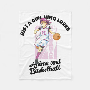 Just A Girl Who Loves Anime And Sketll Player Anim Fleece Blanket