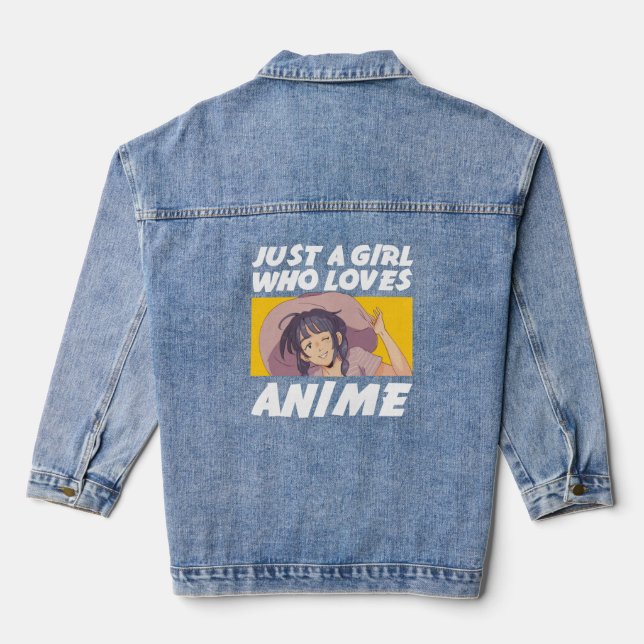 Just A Girl Who Loves Anime, Anime Lover Gifts Denim Jacket (Back)