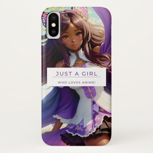 Just A Girl Who Loves Anime Black Girl Art iPhone X Case