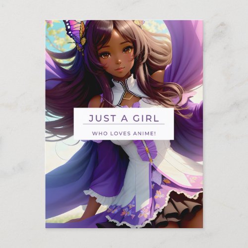 Just A Girl Who Loves Anime Black Girl Art Postcard