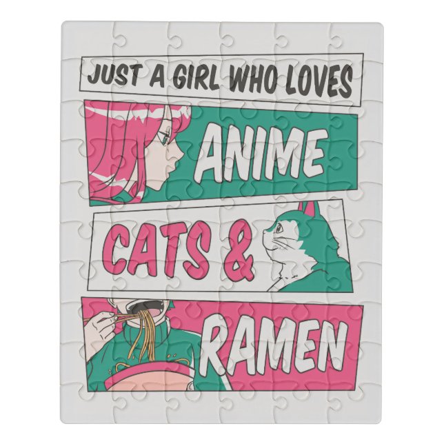 Just A Girl Who Loves Anime, Cats, and Ramen Jigsaw Puzzle (Puzzle Vertical)