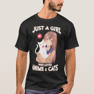 Just A Girl Who Loves Anime Cats Cute For n Girls T-Shirt