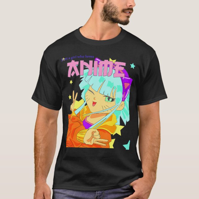 Just A Girl Who Loves Anime Harajuku Kawaii Kidcor T-Shirt (Front)