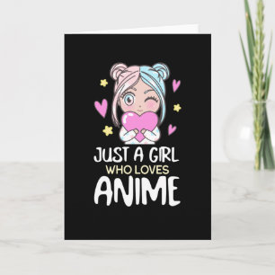 Just A Girl Who Loves Anime Manga Drawing Heart Card